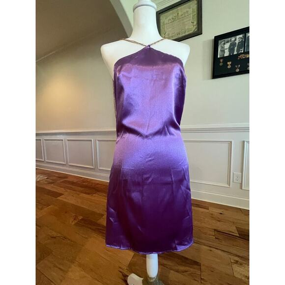 PRETTY GARBAGE NWT HALTER DRESS ADJUSTABLE CHAIN STRAP LAVENDER WOMEN SIZE SMALL - Picture 3 of 7